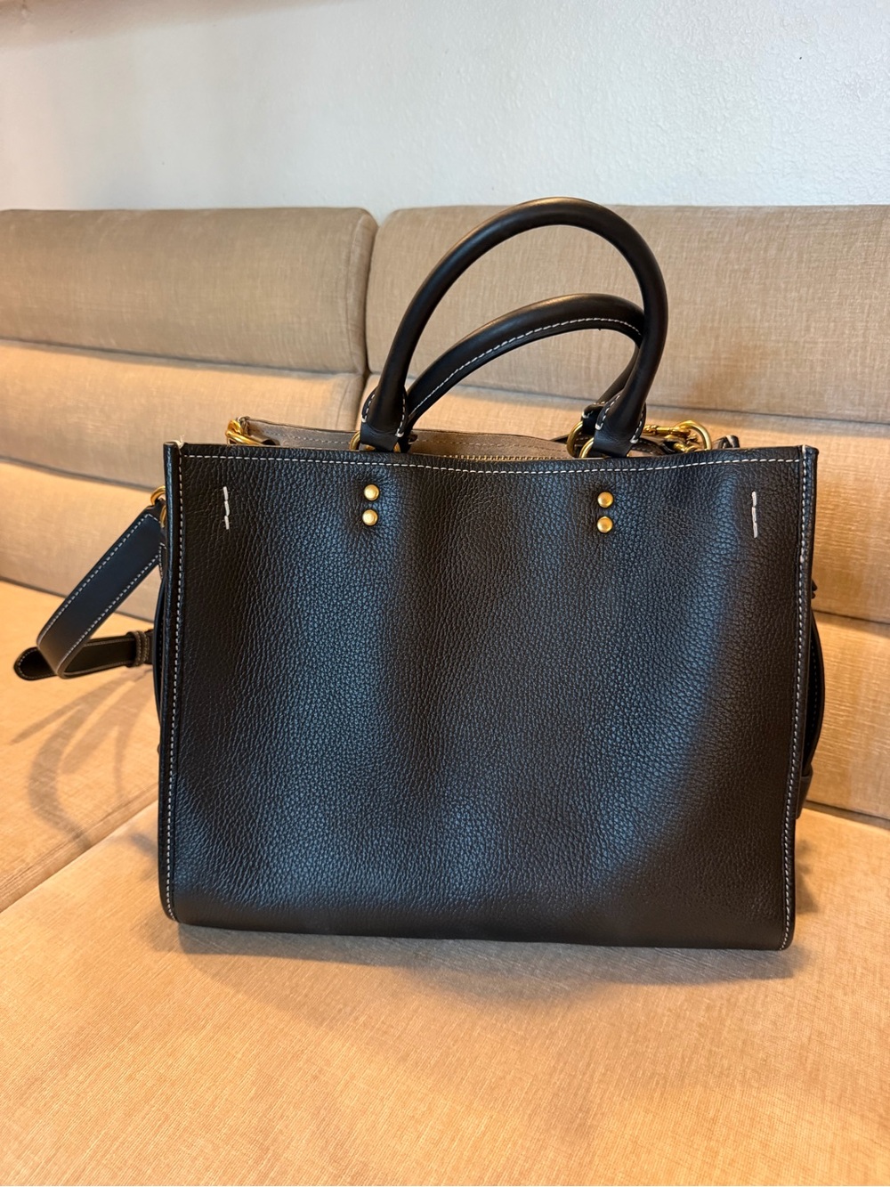 Quince Italian Leather Medium Convertible Satchel Black